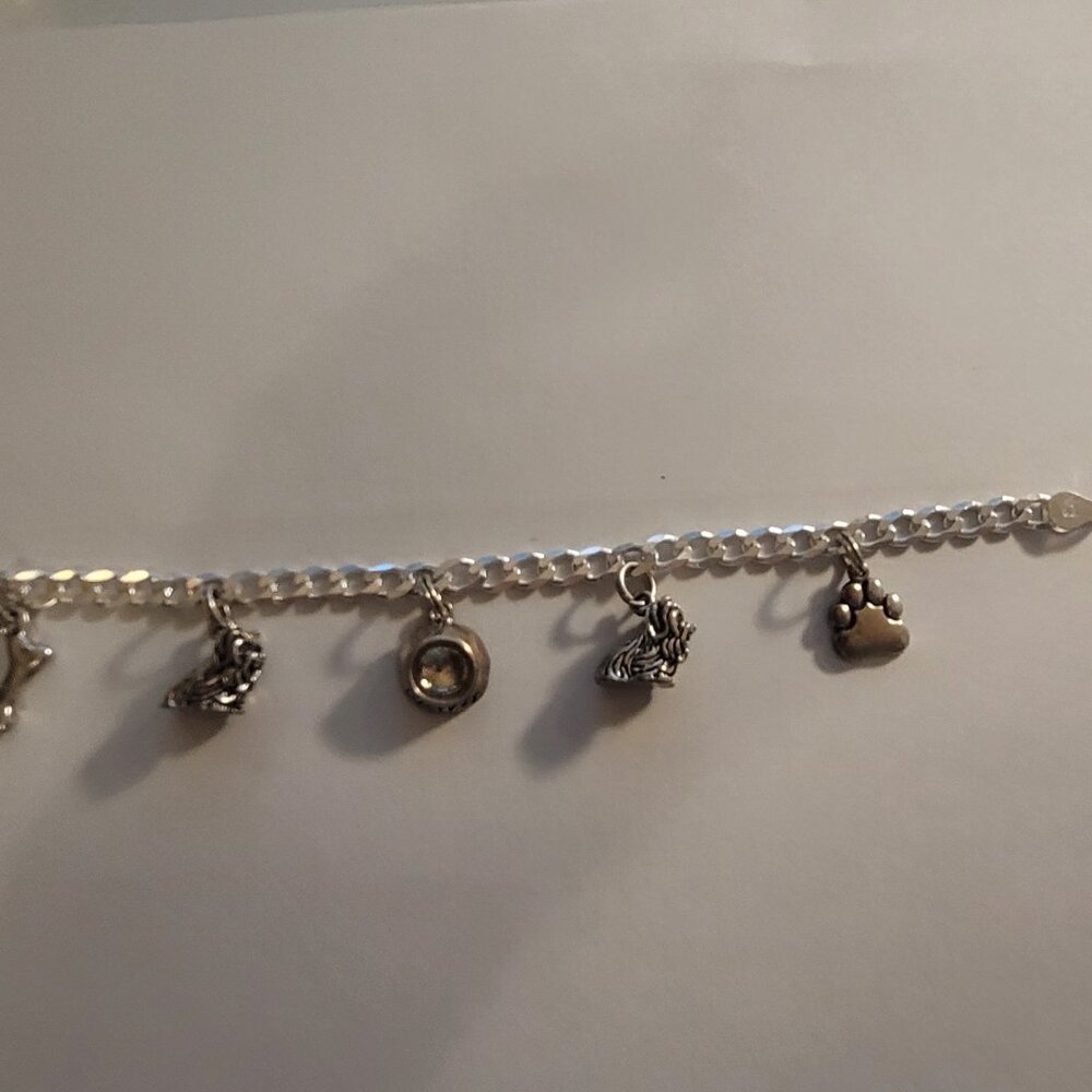 Sterling Silver Charm Bracelet Dog Theme 5 Charms - Picture 4 of 15